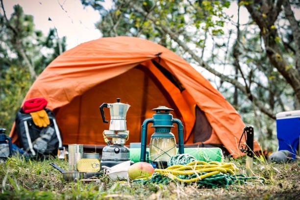 Equipment and accessories for mountain hiking in the wilderness Camping